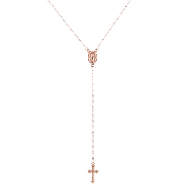 New Vintage Gold/Rose Cross Rosary Pendant - Rose Gold