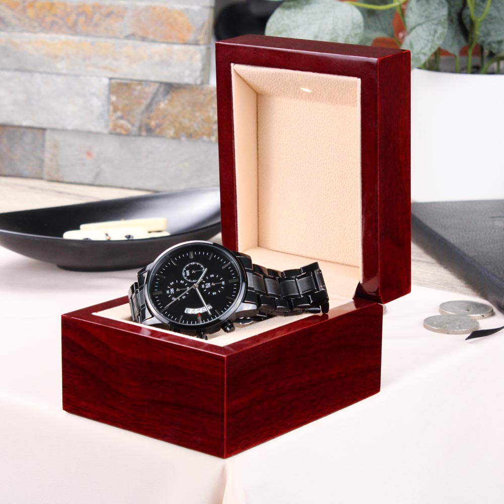 Engraved Chronograph Watch (Black)
